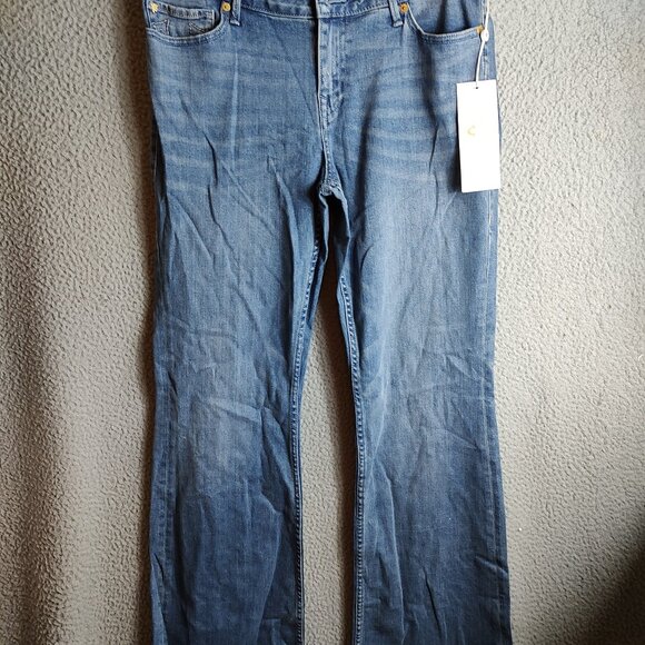 TRUE RELIGION MANCHESTER UNITED FEY MID RISE WOMEN'S JEANS BLUE SIZE 32 NEW NWT - Picture 1 of 7